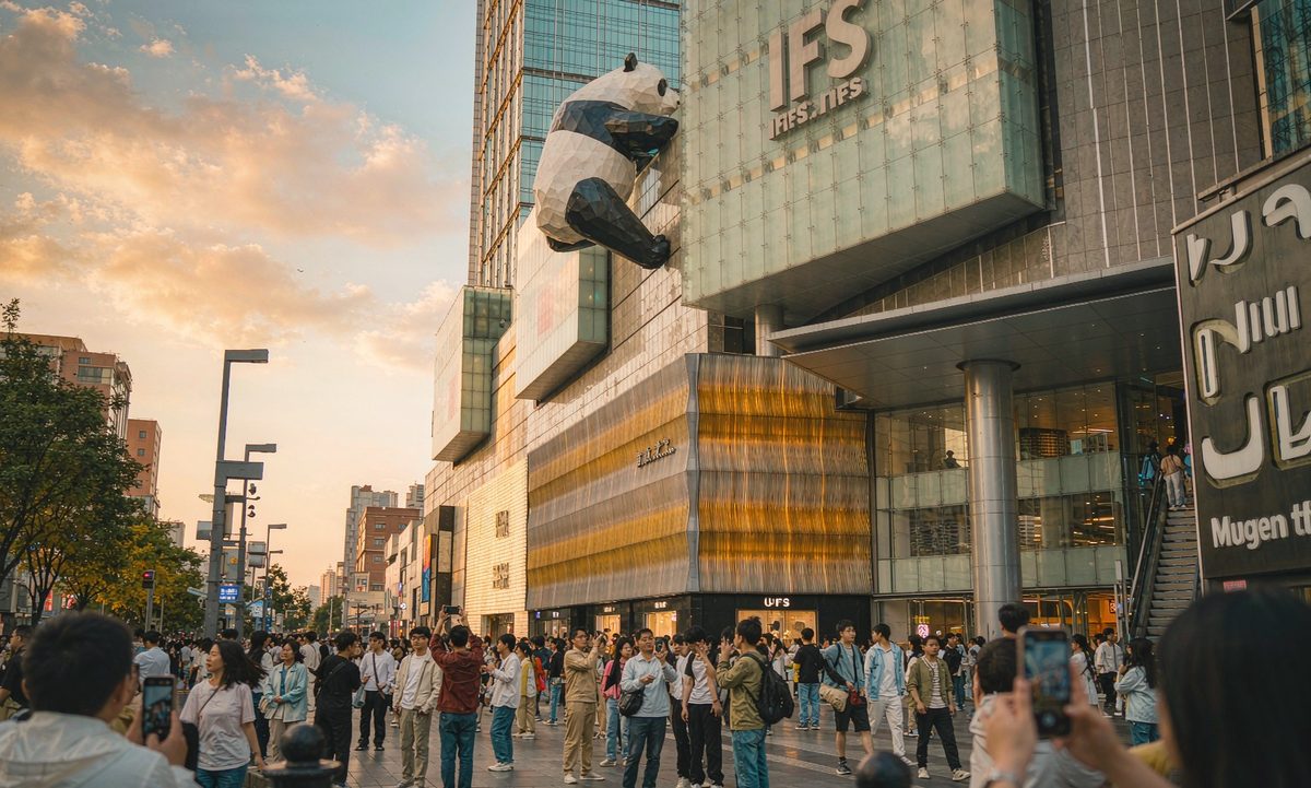 春熙路IFS爬墙大熊猫