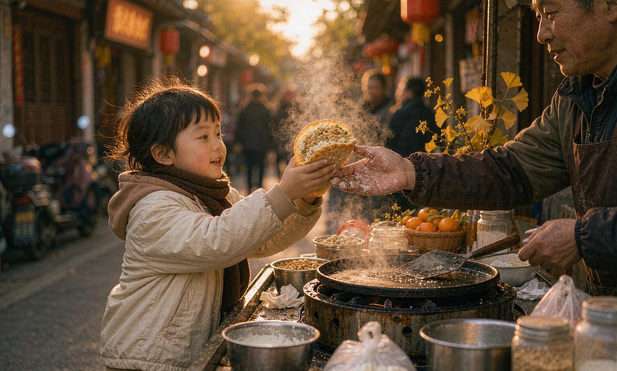 孩子吃蛋烘糕