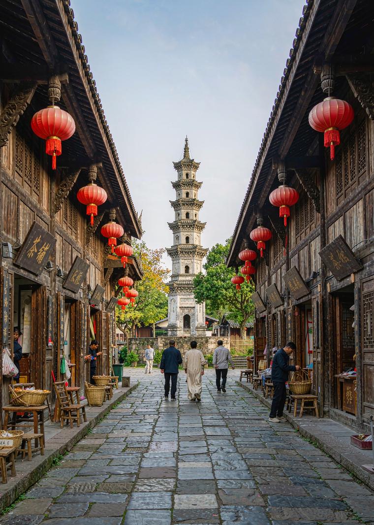 街子古镇青石板老街,成都周边古镇