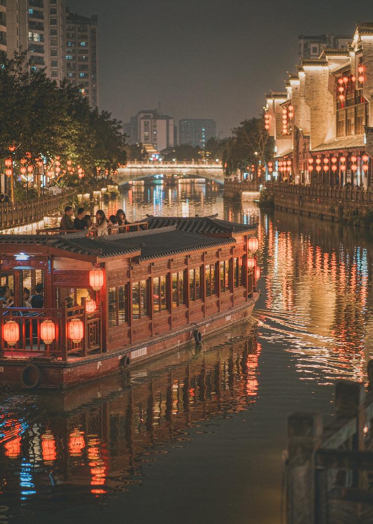 夜游锦江灯影,中秋成都夜游