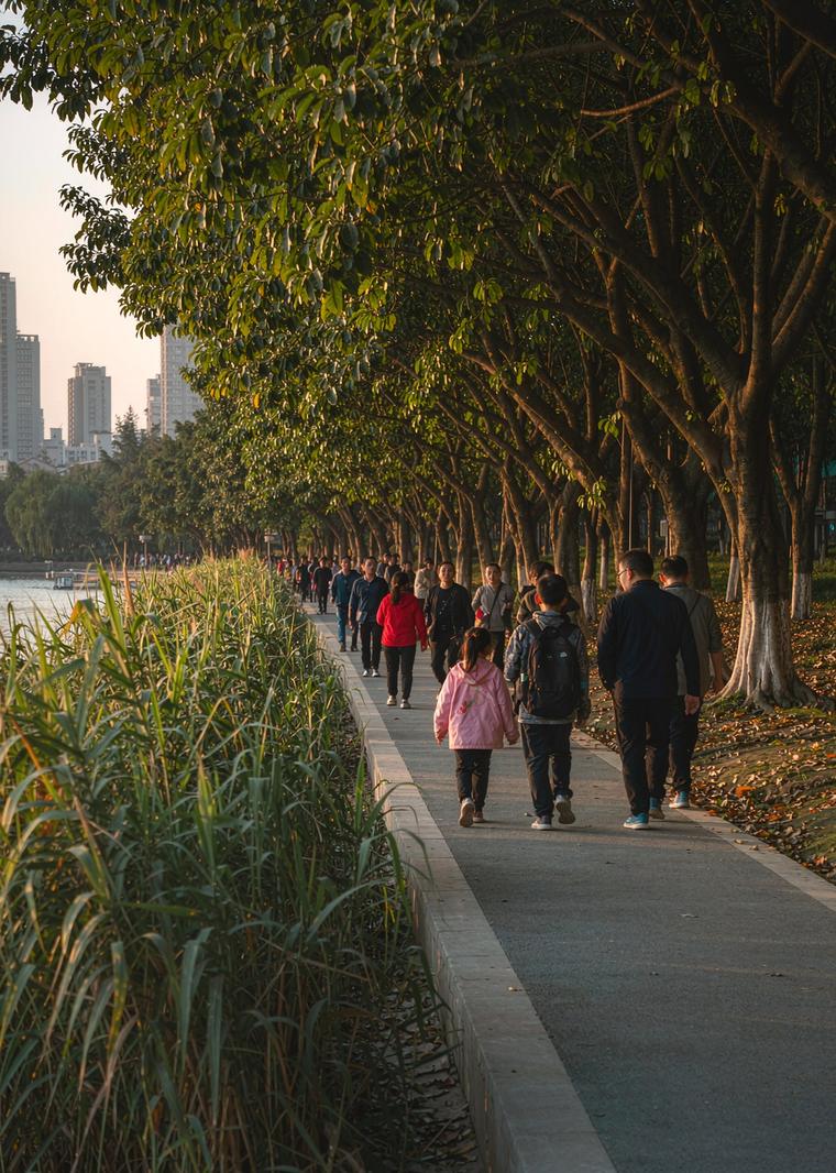 浣花溪公园傍晚绿道,成都小众景点