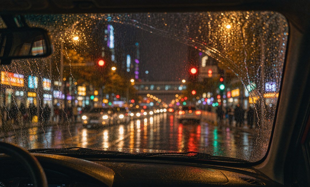 雨夜打车车窗霓虹,十一成都打车难